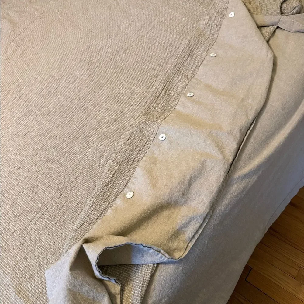 Parachute Honeycomb Linen Blend Duvet Cover in Beige/Cream | Full/Queen